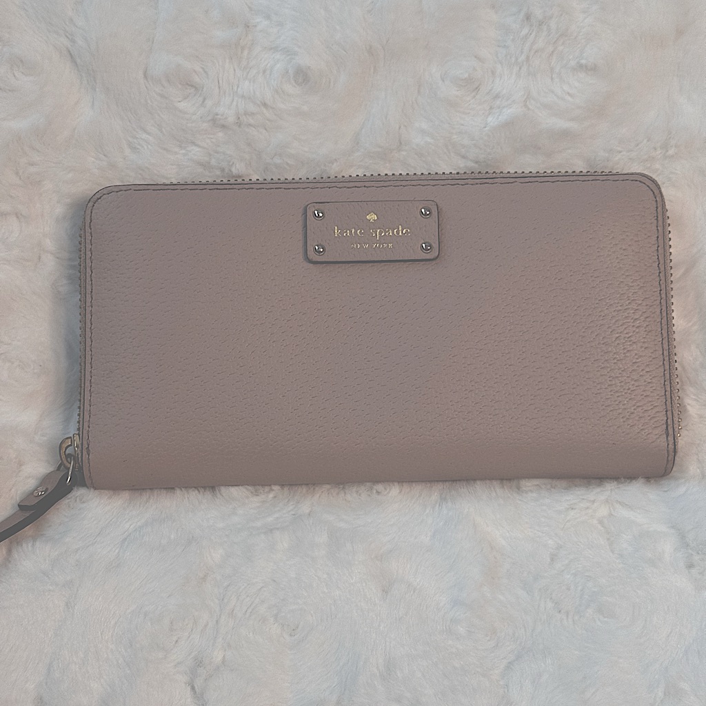 Kate Spade Long Leather Tan Wallet With Wrist Strap